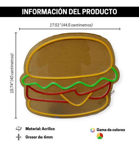 Letrero Led Neon Hamburguesa Anuncio Snack