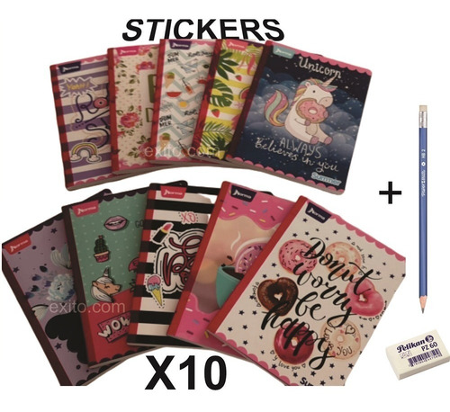 Cuadernos X10 Cosidos 100h Norma/scribe Con Stickers 