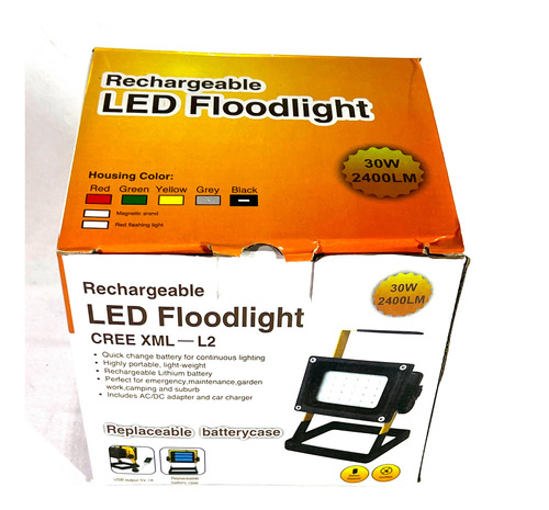 Foco Led C/ Pie Recargable+ Luz Emergencia Camping 30w F10