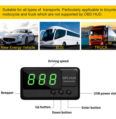 Velocímetro Gps Digital Universal Hud Para Coche Con Control