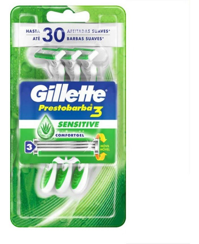 Máquina De Afeitar Gillette Prestobarba 3 Sensitive 3 Unid