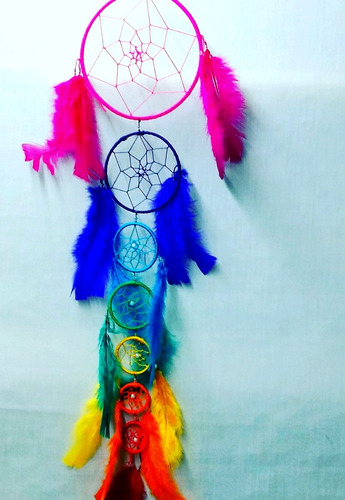 Imagen 2 de 2 de Atrapasueños 7 Deseos 7 Aros Unidos / 80 Cm Aprox De Largo