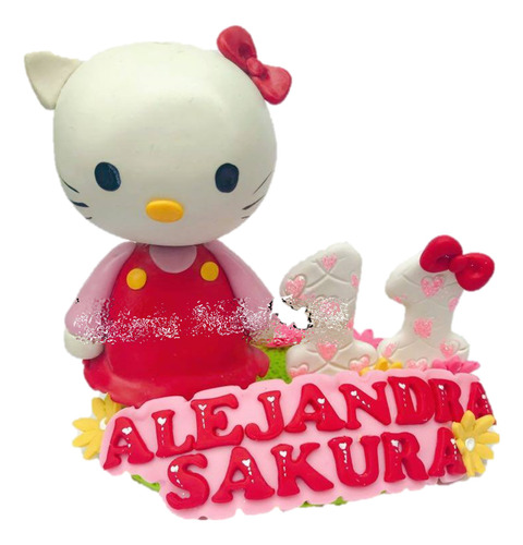 Cake Topper Hello Kity Gatita Vela Pasta Francesa Fiesta