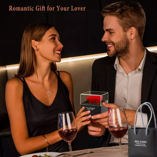 G* 1pc Rosa Eterna Preservada + Colar De Te Amo Em 100