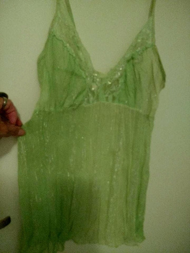 Musculosa Degrade De Verdes Con Lentejuelas Encaje Talle S/m