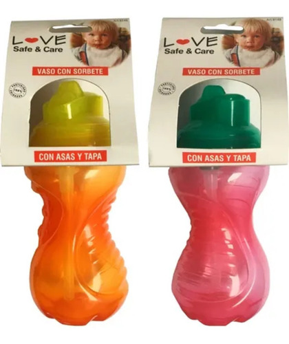 Imagen 3 de 11 de Vaso Con Sorbete Bebe Con Asas Y Tapa 300ml Love 9148