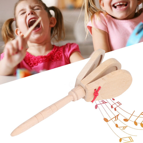 Imagen 10 de 10 de Castañuelas Para Niños Material De Madera Seguro Sonido Suav