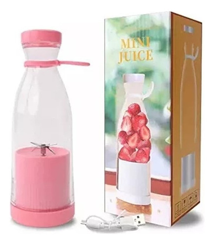 Mini Licuadora Portatil Con 6 Cuchillas 380 Ml Color Blanco