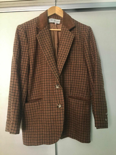 Blazer Cuadrille Marron Xl Overzise