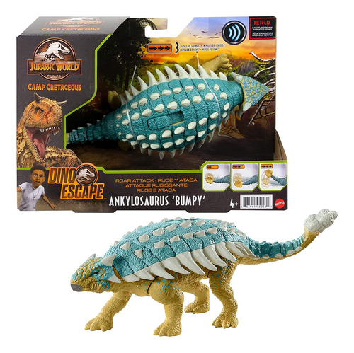 Jurassic World Roar Attack Ankylosaurus Con Baches