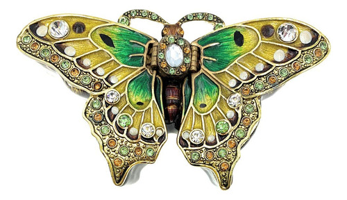 Bejeweled Y Esmaltado Amarillo Y Verde Mariposa Joyero Por K