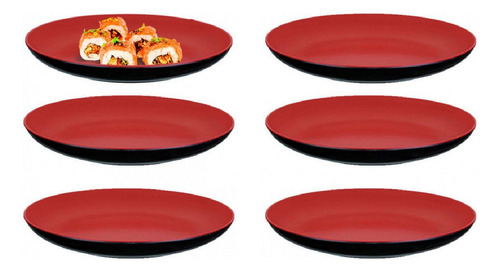 6 Pratos Oriental Em Melamina 20cm Restaurante Japones