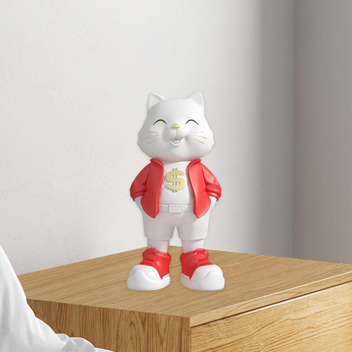 Estatua De Gato De Pie, Figura Decorativa, Colección Rojo