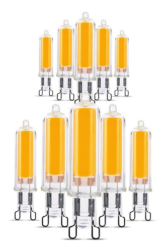 Pack X10 Led G9 Cob 3w Bipin Vidrio Luz Fria Calida Luz Blanco frío
