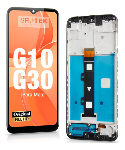 Tela da marca Srjtek com moldura para Moto G10 Xt2127-2 G30 Xt2129-1, tela sensível ao toque Xt2129-2 G20 preta