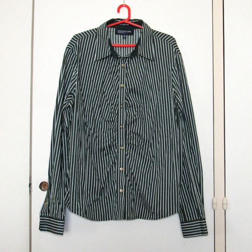 Camisa Mujer Verde Rayada Talle Petit Medium Jones New York