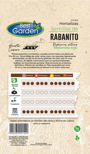 Semilla Rabanito 5gr. Best Garden