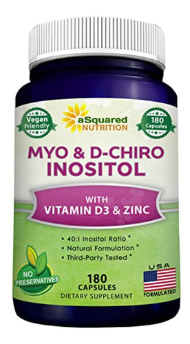 Suplemento Myo-inositol & D-chiro 180 Cap, Vitamina D3, Zinc