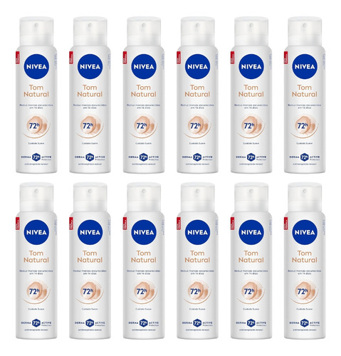Desodorante Aero Nivea 150ml Fem Tom Natural - Kit C/ 12un