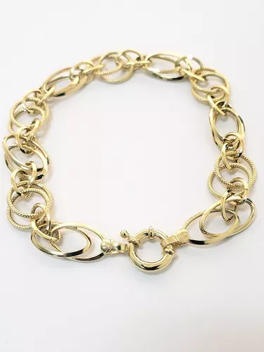 Pulseira de Ouro 18K Feminina Elos Pequenos Trabalhados