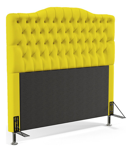 Cabeceira Para Cama Queen Pollux 160 Tecido Sued Cor Amarelo