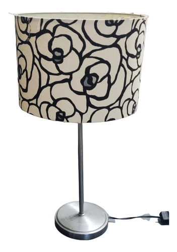 Lampara Velador Mesa Con Pantalla Deco Funciona Usado Gris Crema (Usado)