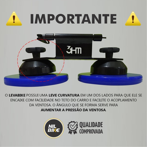 Imagem 5 de 7 de Suporte Leva Bike Por Ventosas Super Vácuo 3hm