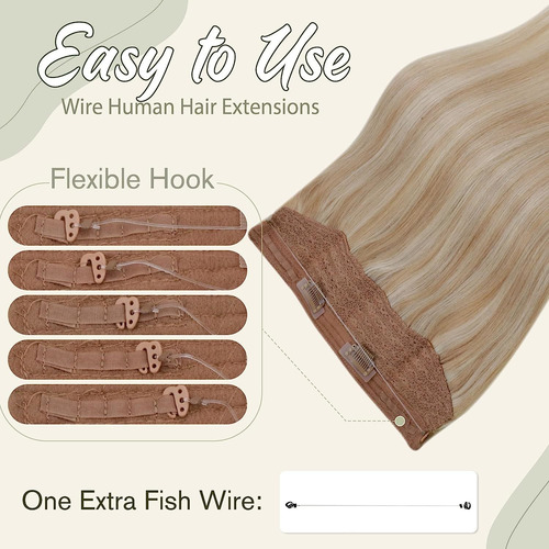 Extensiones Cabello Humano 1pz Rubio Con Mechas Cl 16in 80gr