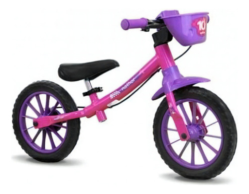 Bicicleta Nathor Rosa Infantil Sem Pedal Balance Aro 12