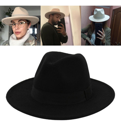 Elegante Sombrero Fedora Unisex Para Iglesia, Cinturón De In