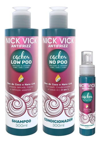 Kit Nick Vick Antifrizz Cachos 3 Itens