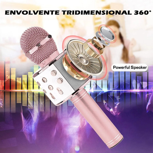 Micrófono De Karaoke Inalámbrico Bluetooth, Con Bocina Niños Negro