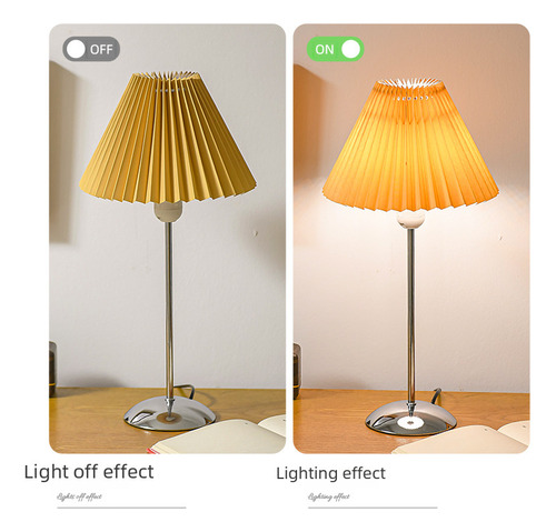 Lámpara De Mesa Plisada Led Nórdica, Estilo Amarillo, Luz Bl
