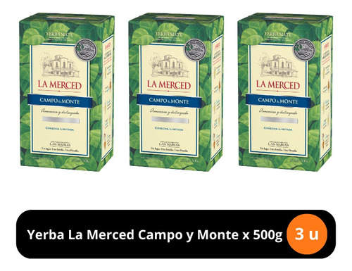 Yerba Mate La Merced Campo & Monte X 500g X 3 Unidades