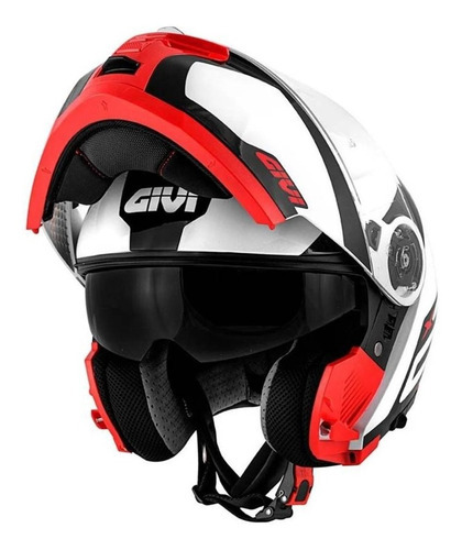 Capacete Givi X21 Spirit Brilhante Branco Preto Vermelho Tamanho do capacete XXL/63