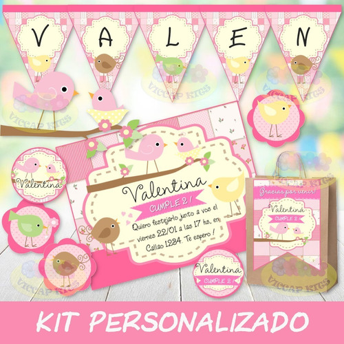 Pack Imprimible Pajaritos Nena Personalizado