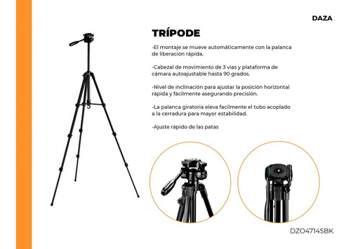 Tripode Camara Filmadora Fotografia Video 1.45mts Reforzado