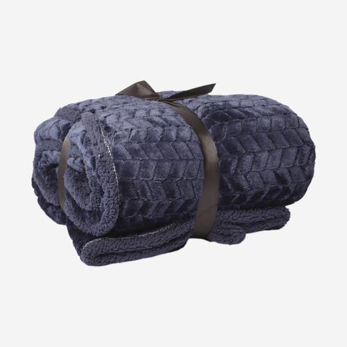 Frazada Manta Corderito 2 1/2 Plazas Suave Oferta Corderito Azul Marino