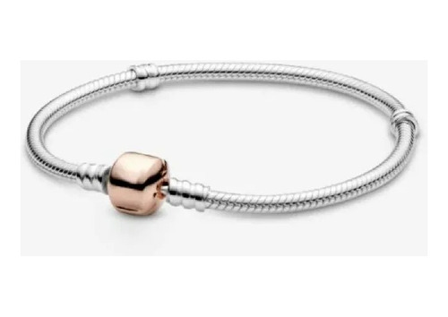 Pulsera Charms Plata S925 Broche Cilindro Rosado