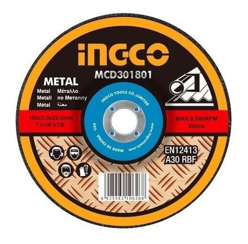 Imagen 2 de 4 de Discos De Corte 4½'' Ingco 1.2mm Caja Metálica X 10 Unidades