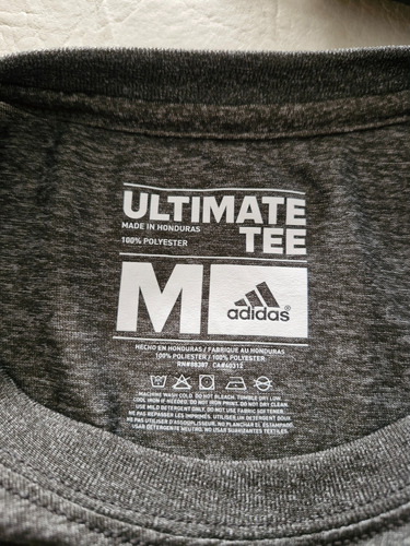 Remera Deportiva Hombre Gris Original Adidas Tee M (Usado)