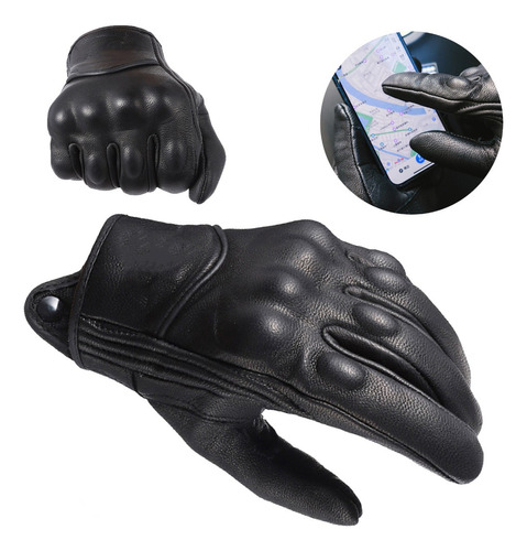 Guantes De Moto 100% Piel De Cabra Para Pantallas Táctiles