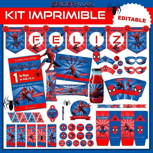 Kit Imprimible Spiderman 100% Editable Hombre Araña