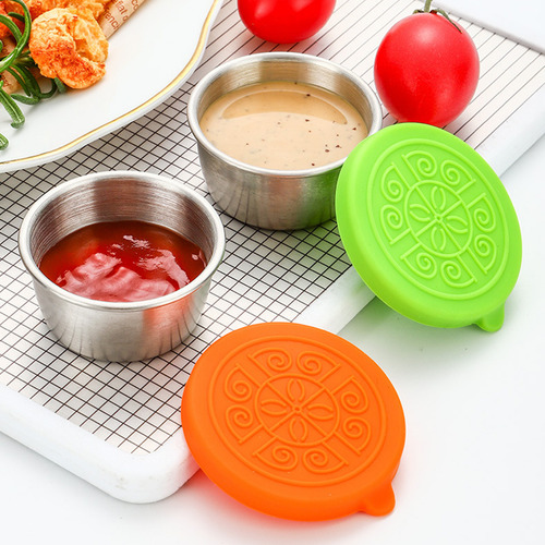 1 Juego De Tazas De Salsa De 40 Ml Con Tapa De Silicona Con