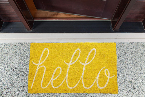 Capacho Dii Hello Coir Fiber Antiderrapante Durável 45x75cm