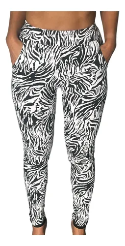 Pantalon Babucha Bengalina Estampado Cebra Tiro Alto