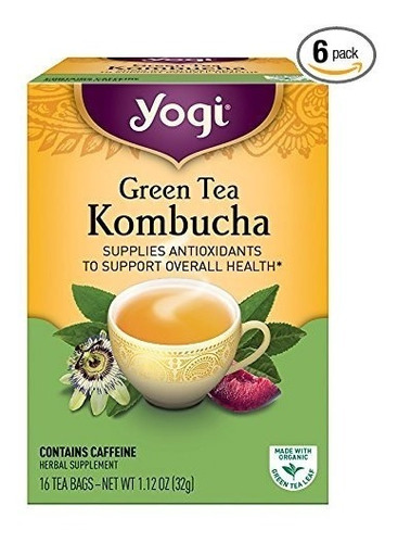 Yogi Tea, Kombucha Verde, 16 Count (paquete De 6), El Embala