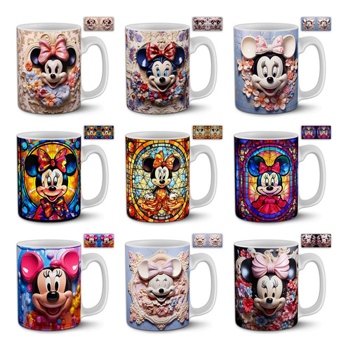 Plantillas Sublimar Tazas Minie Mouse 3d Y Vitrales +previas