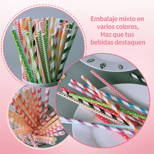 500 Popotes Biodegradables Popotes Para Papel Kraft Fiesta