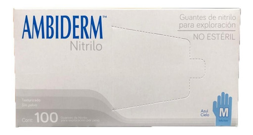 Guante De Nitrilo Ambiderm Azul Royal Talla Mediano 100 Pz